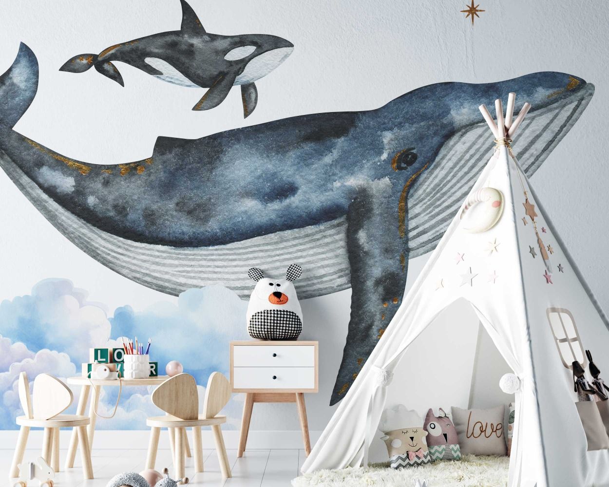 Best Top Beautiful Flying Whale Wall Stickers for Kids Room Decor