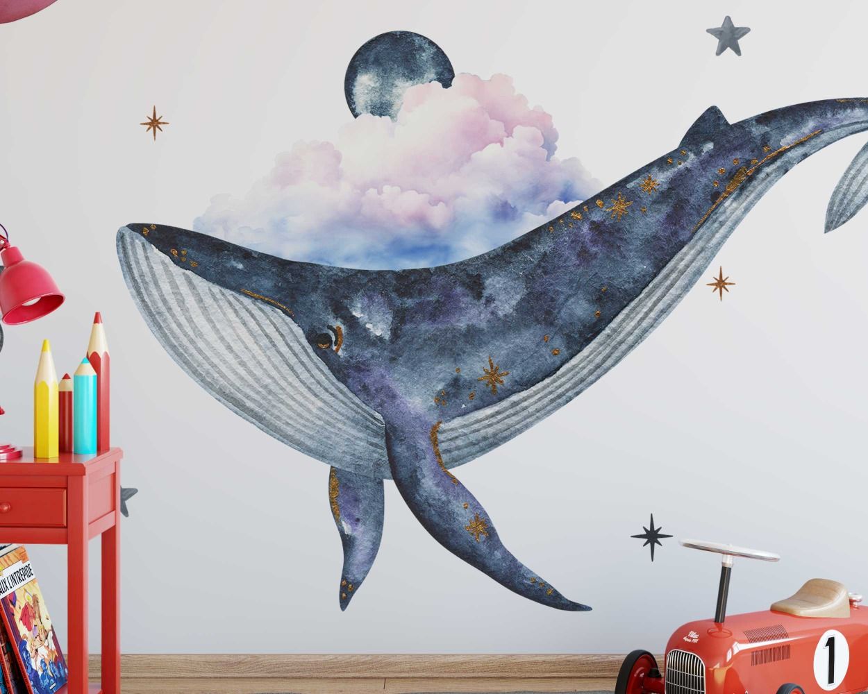 Best Top Beautiful Flying Whale Wall Decals