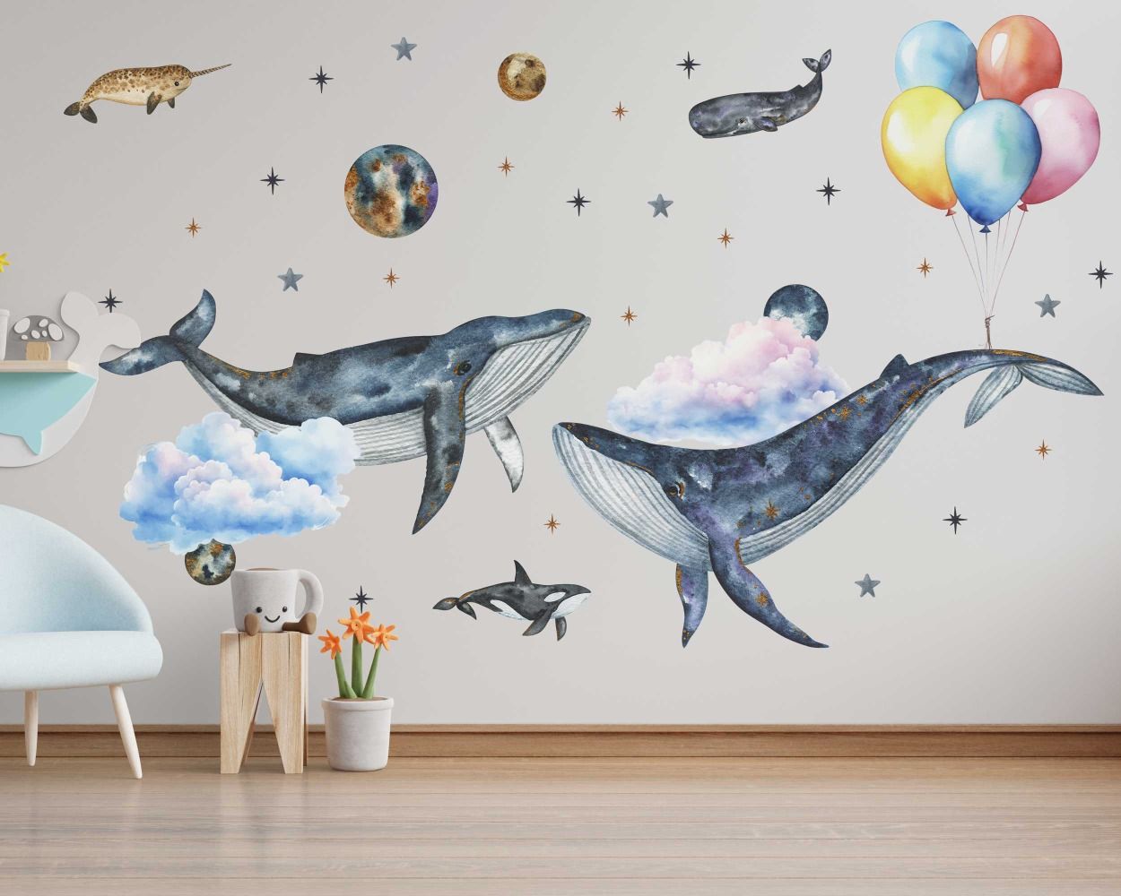Best Top Beautiful Flying Whale Wall Stickers