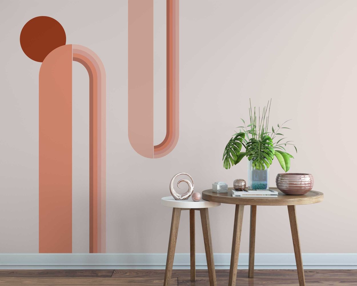 Circle And Two Abstract Boho Arch Wall Decals For Bedroom Decoration 