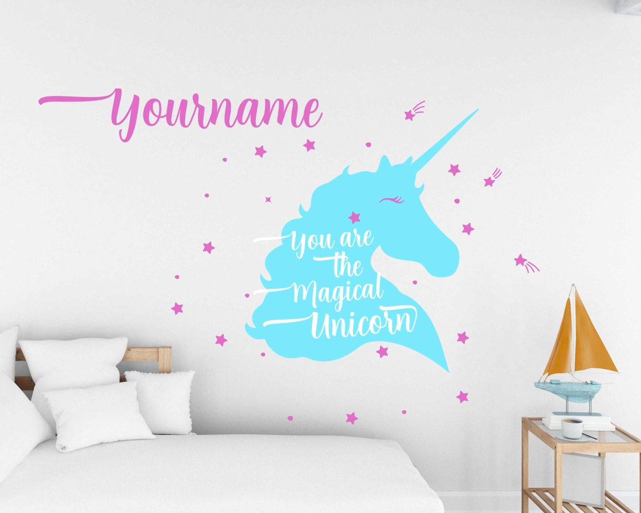 Custom Name Magical Unicorn Vinyl Stickers