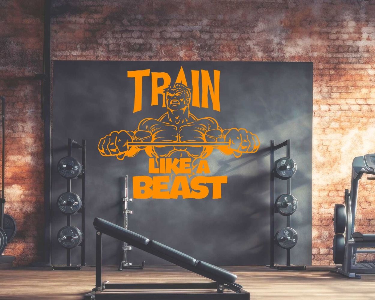 Custom Name With Train Like A Beast Gym Quotes Wall Stickers
