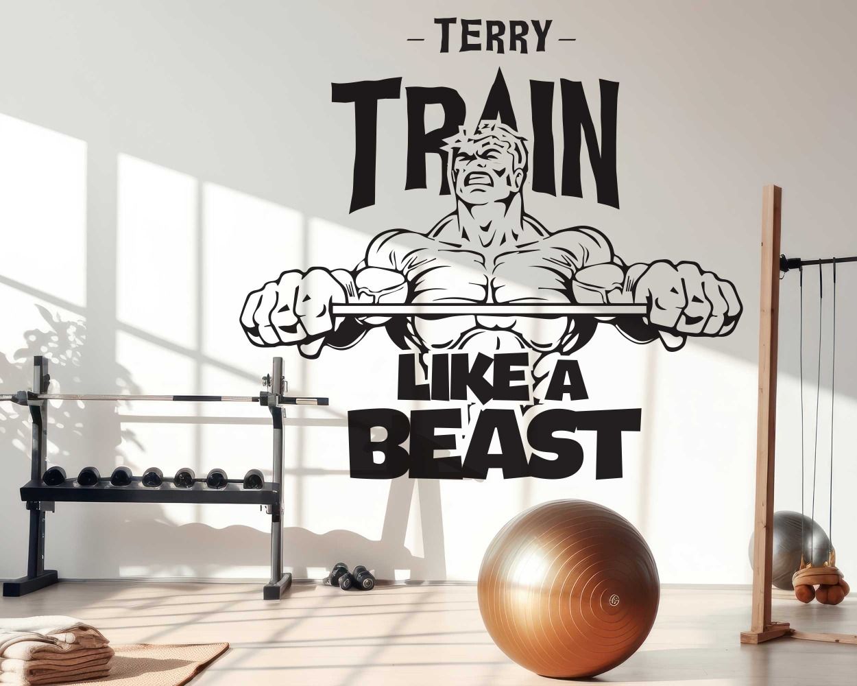 Custom Name With Train Like A Beast Gym Quotes Wall Decor 