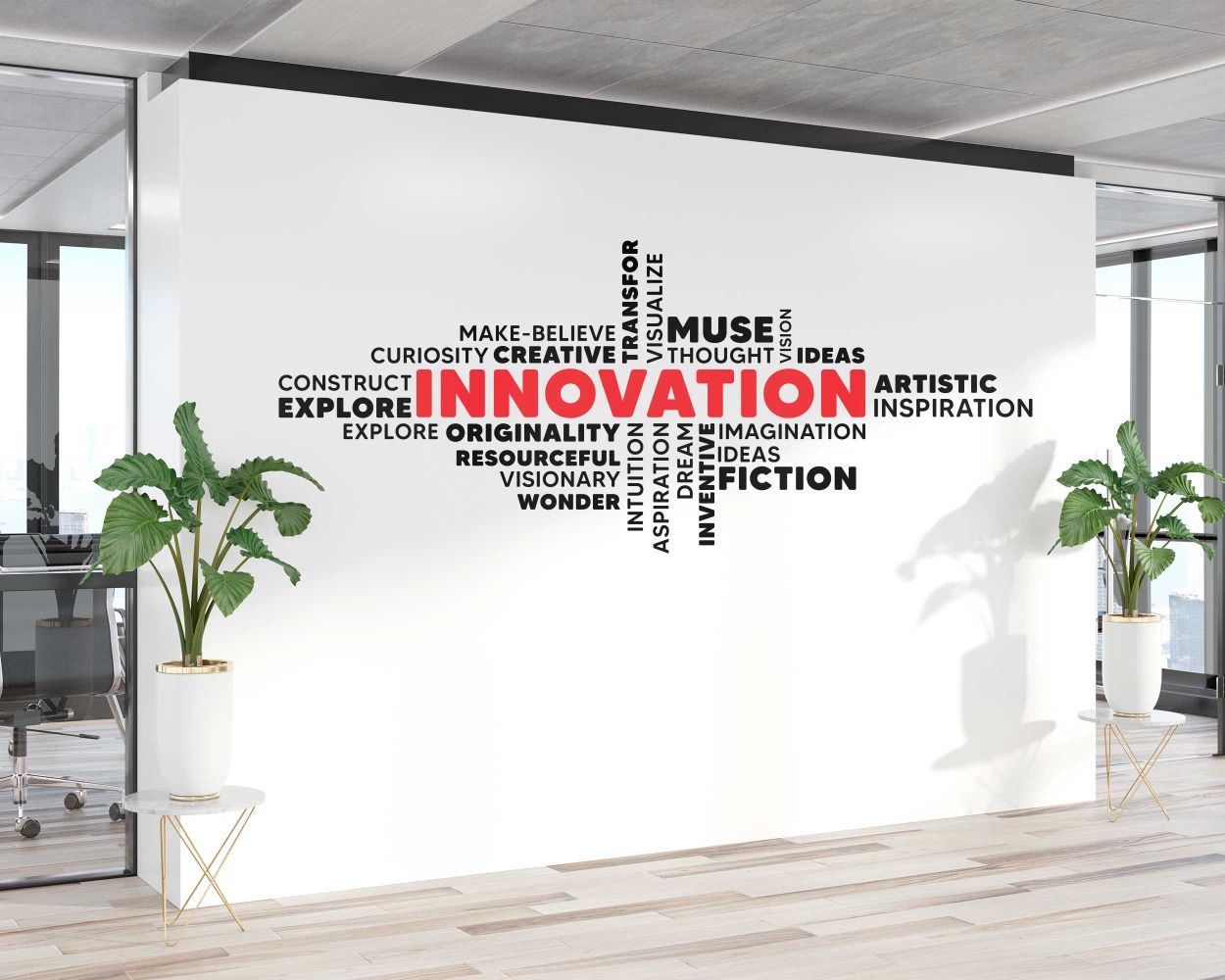Innovation Word Cloud Motivational Quotes Vinyl Wall Decals For Office Decoration 