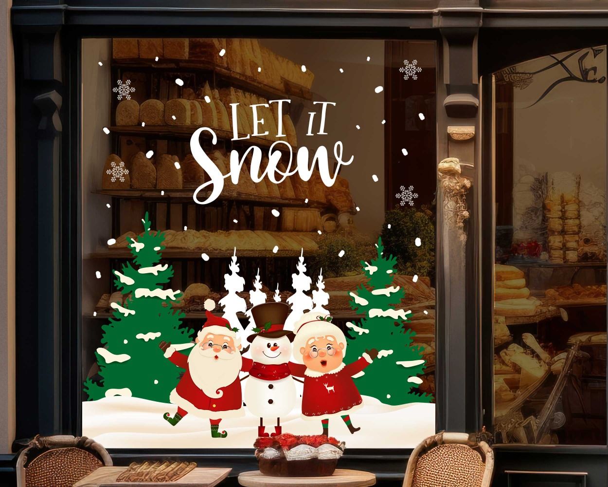 Lets Snow Christmas Tree And Santa Stickers