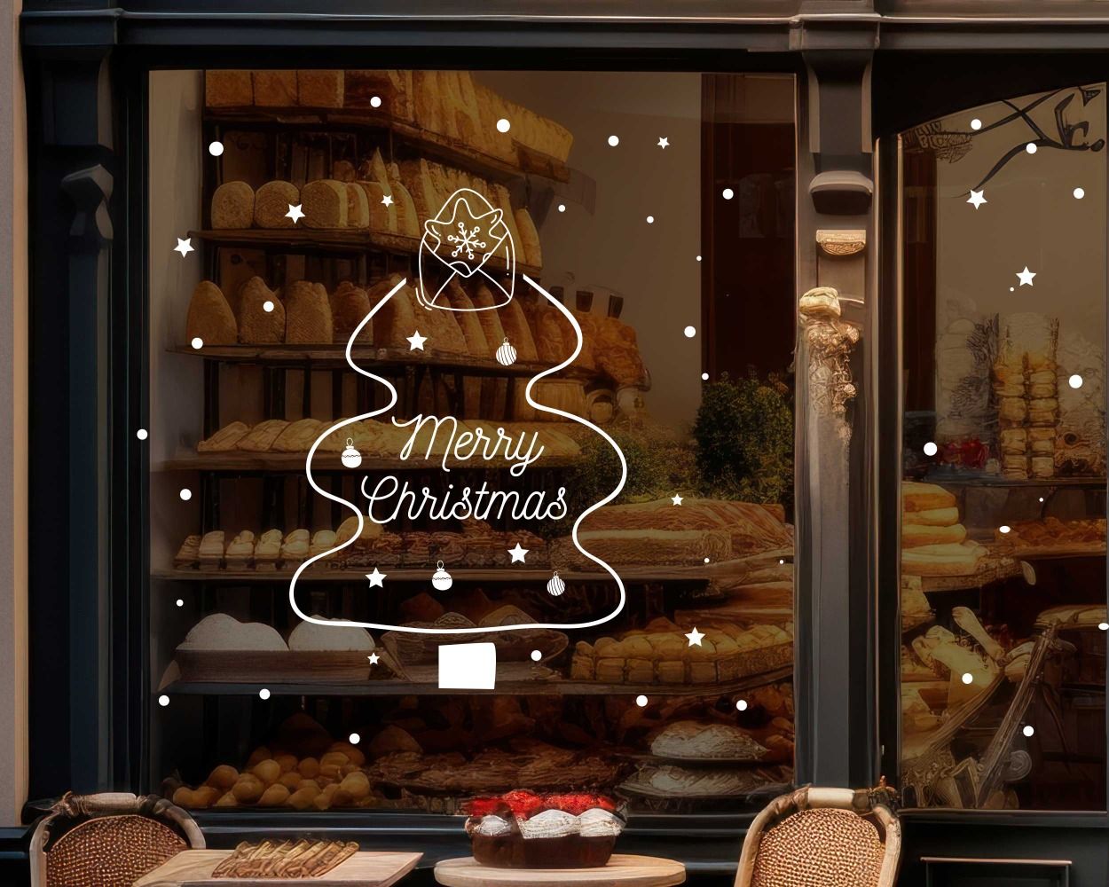 Merry Christmas Tree Festive Wall Stickers For Glass Window Door Decor