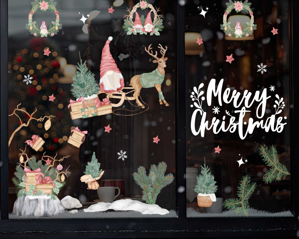 Merry Christmas Santa Claus Decals For Window Decor
