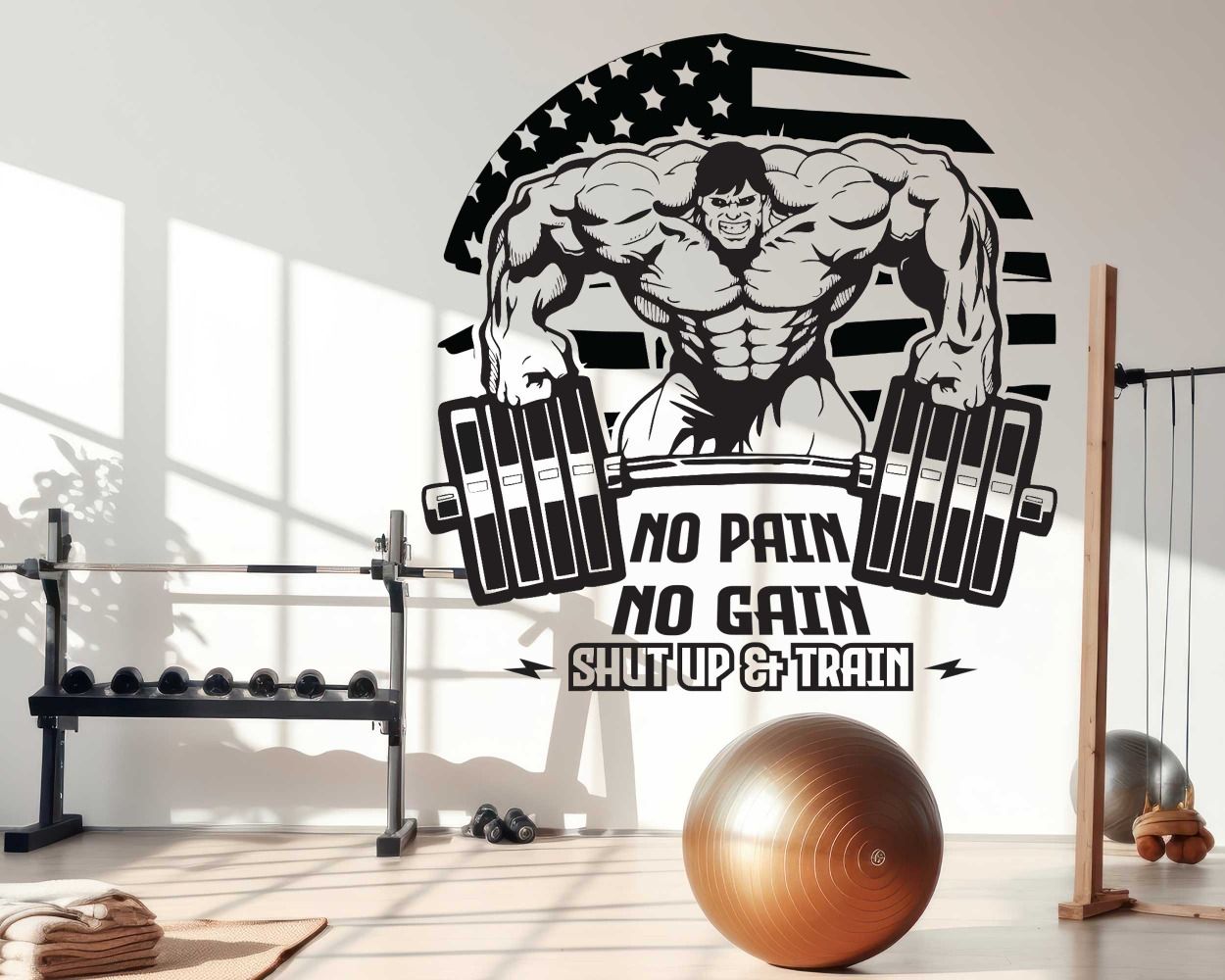 No Pain No Gain Gym Quotes Wall Stickers for Gym Decor