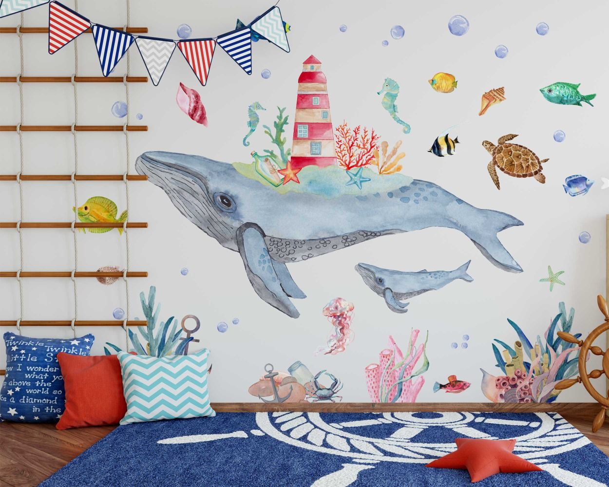 nursery whale decal