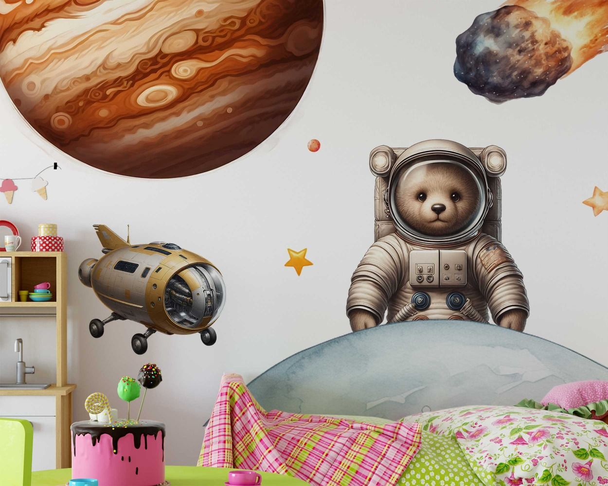 Best Outer Space Planet Astronaut Cartoon Wall Decals for Nursery Decor