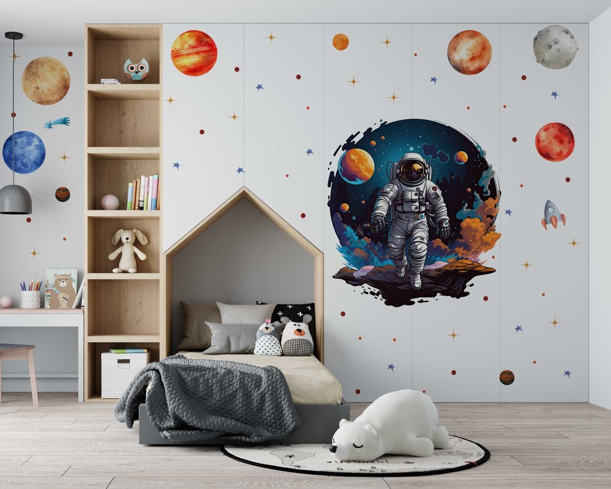 Best Premium Quality Astronaut on the Moon with Planets Wall Stickers