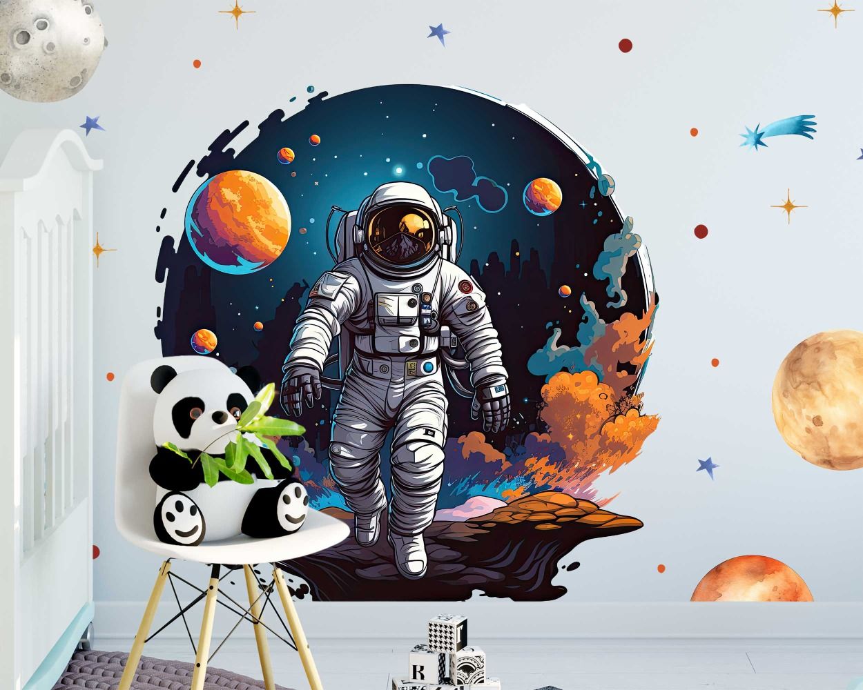 Best Premium Quality Astronaut on the Moon with Planets Wall Decals
