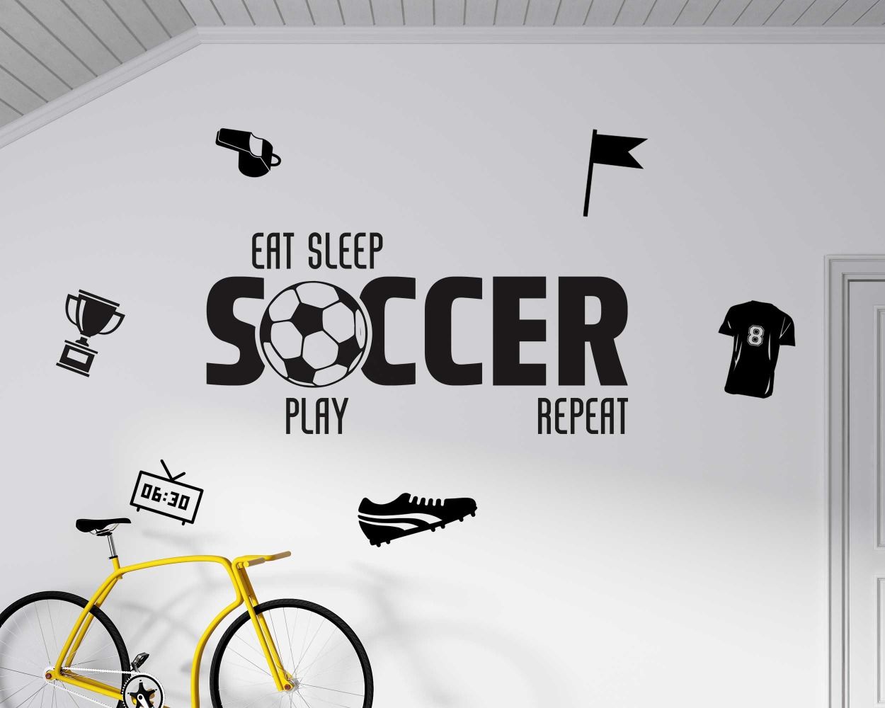 Eat Sleep Soccer Play Repeat Sports Wall Decals For Boy Room Wall Decor