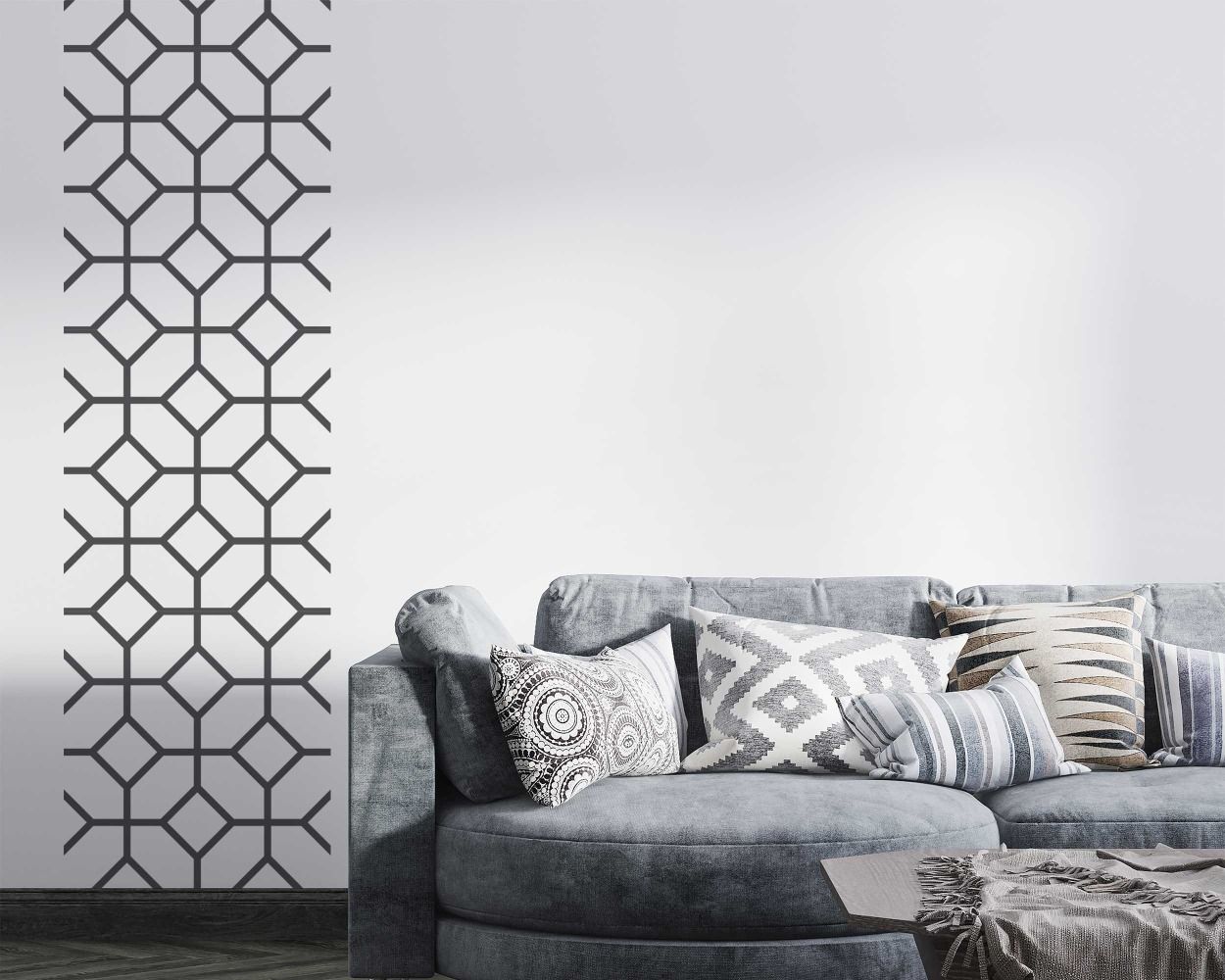 Best Beautiful Square And Hexagon Shape Mixed Pattern Wall Stickers