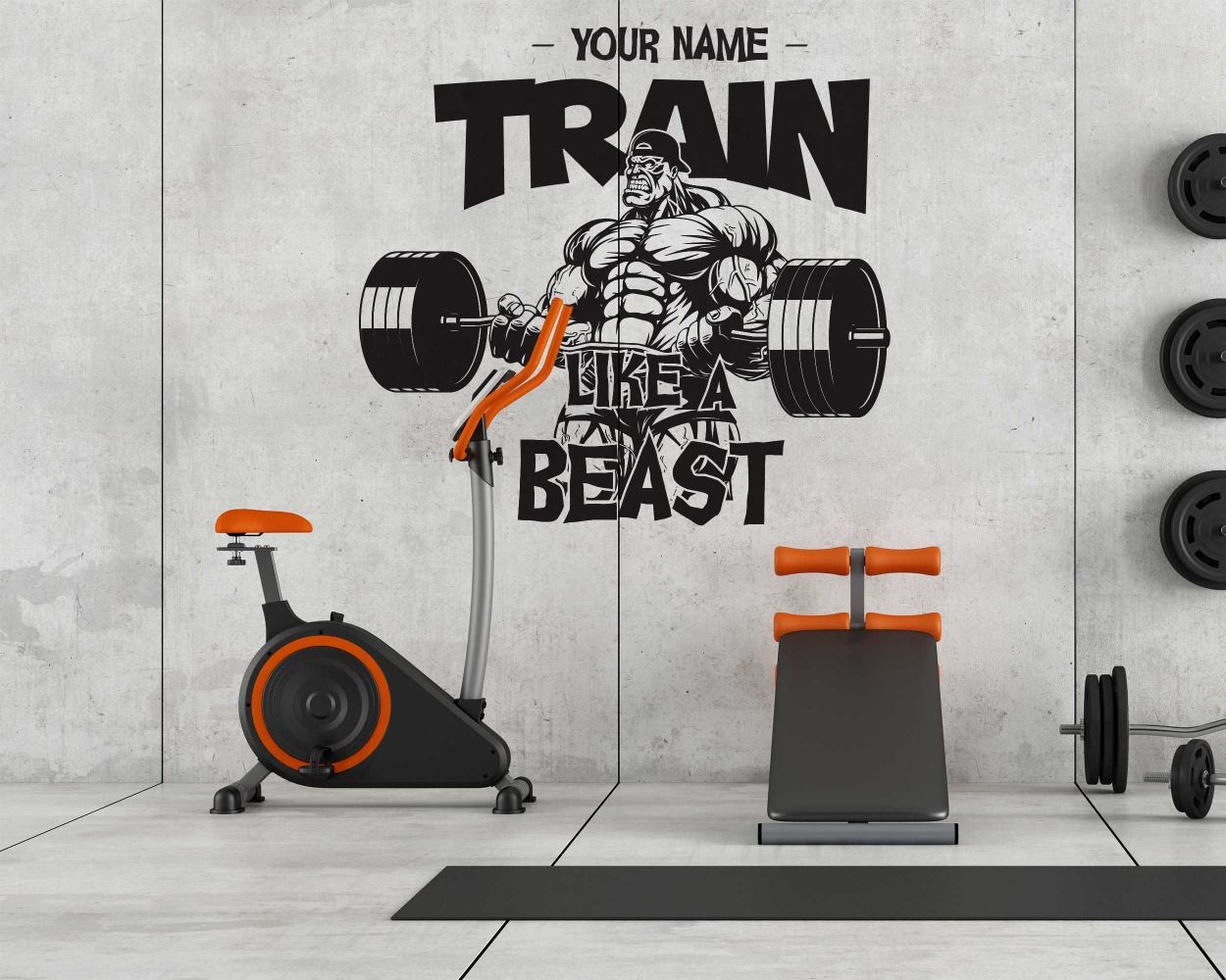 Custom Name With Gym Quotes Wall Stickers for Gym Decor