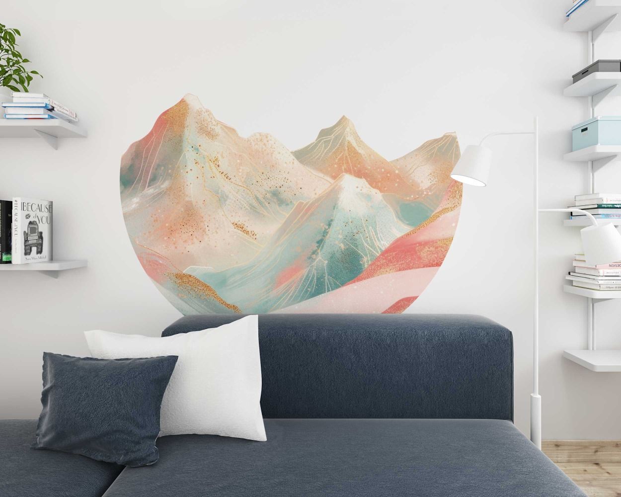 Winter Gradient Colorful Abstract Mountain Wall Stickers 