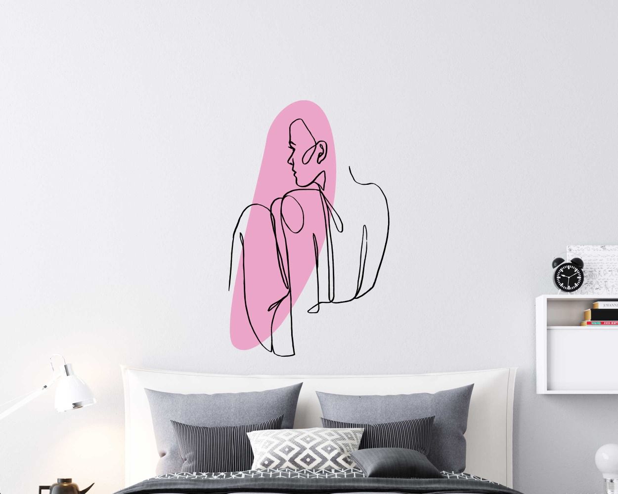Beautiful Woman Sitting Back Continuous One Line Art Wall Stickers