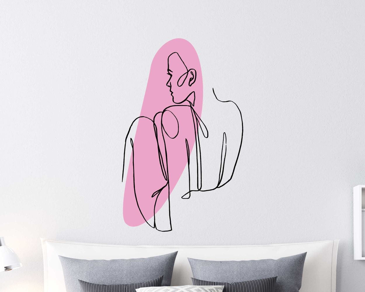 Beautiful Woman Sitting Back Continuous One Line Art Wall Stickers For Girl Room Decor 