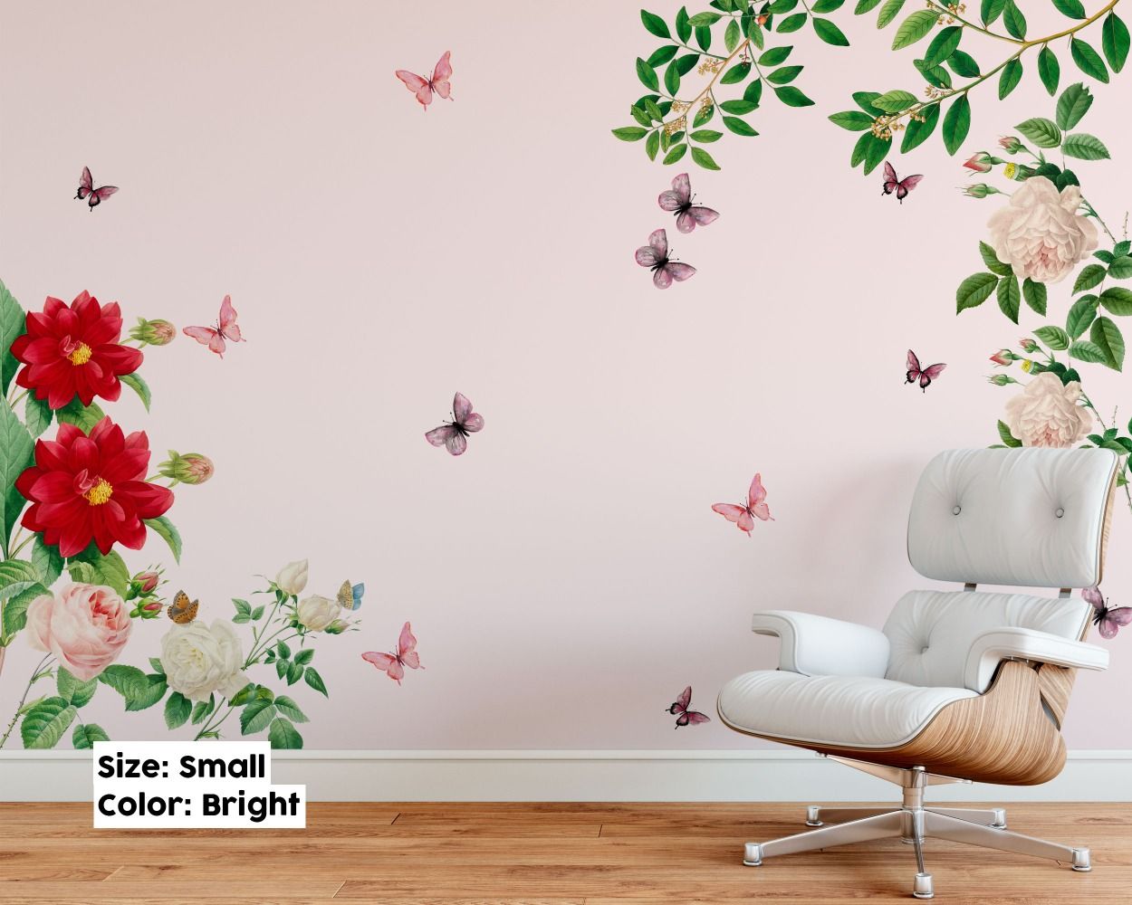 Best beautiful stylish Rose With Leaves and Butterflies Floral Vinyl Wall Stickers for bedroom wall decor. shop now
