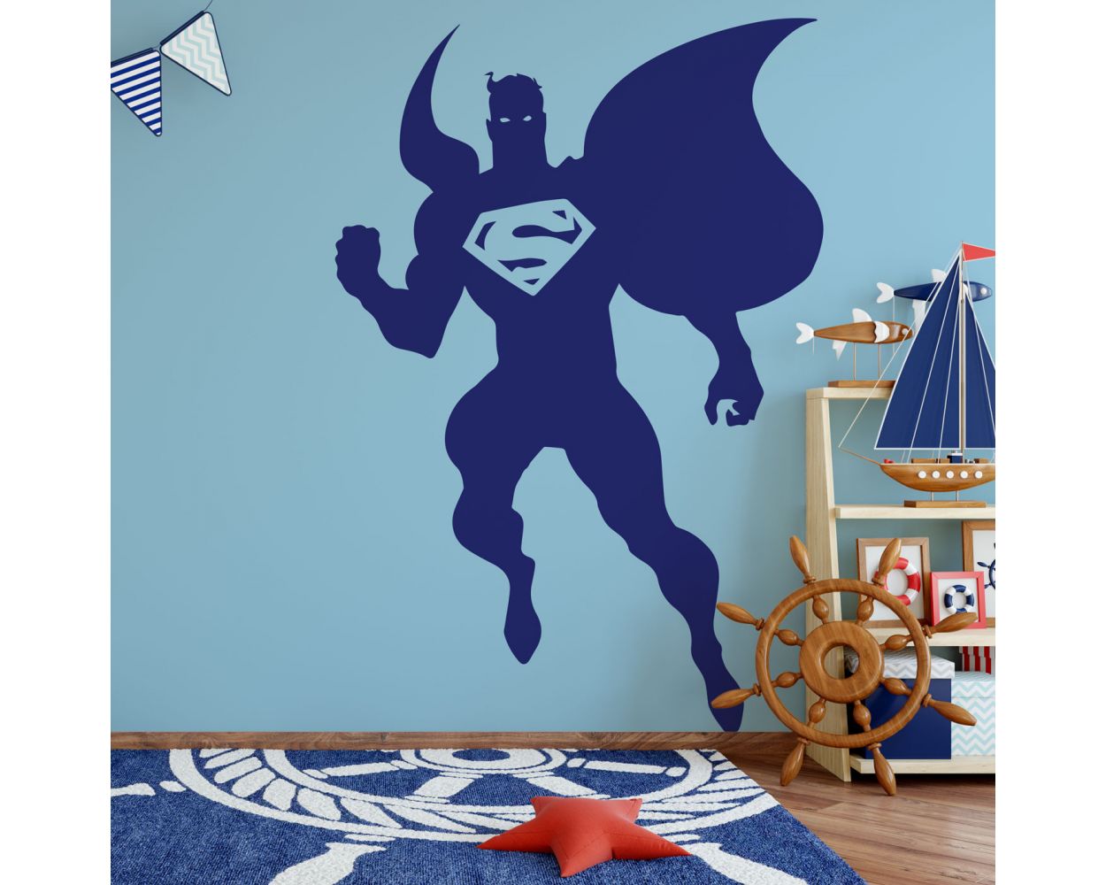 Superman Silhouette Wall Stickers for Gaming Room 