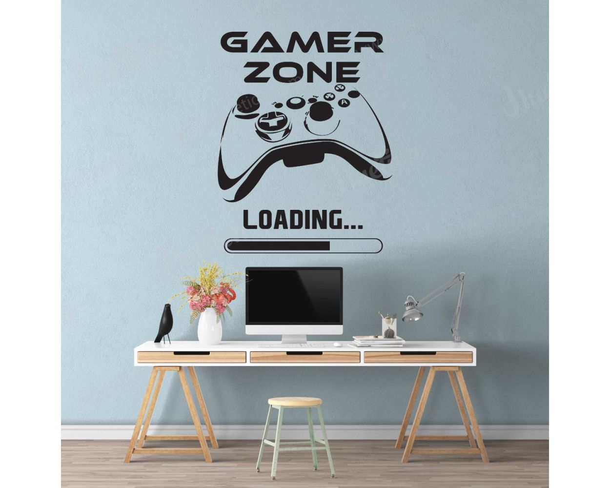 Gamer Wall Sticker - Gaming Zone - Gamer with Controller Wall