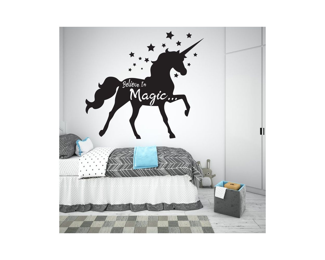 Magic Unicorn wall art decal for girls room // Believe in magic, unicorn  vinyl decal, girls room decal, unicorn wall art