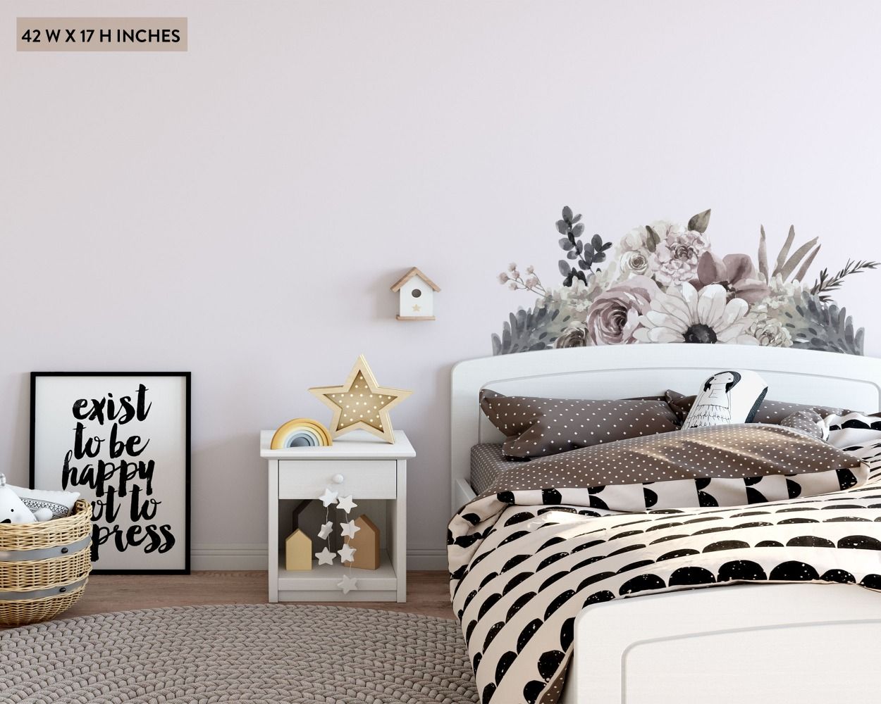 Pancy Floral Headboard Wall Stickers for bedroom wall decor