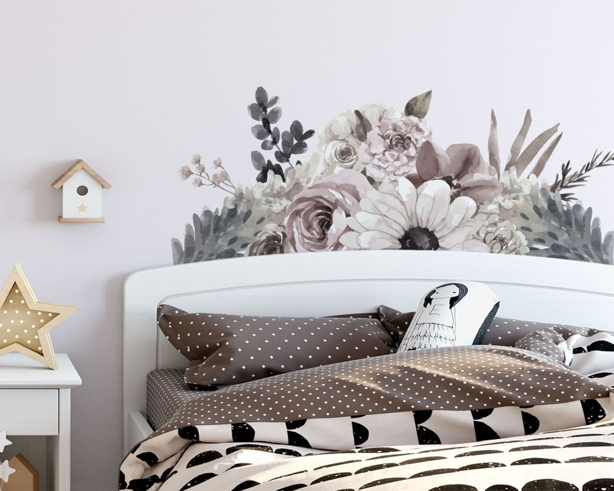 Pancy Floral Headboard Wall Decals for bedroom wall decor