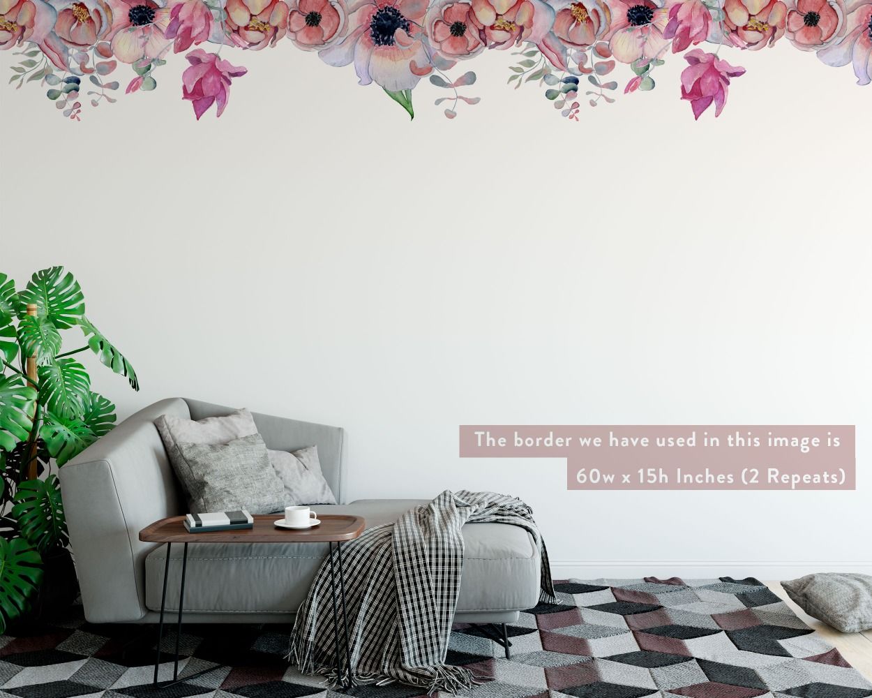 Pansy Floral Border Headboard Wall Stickers