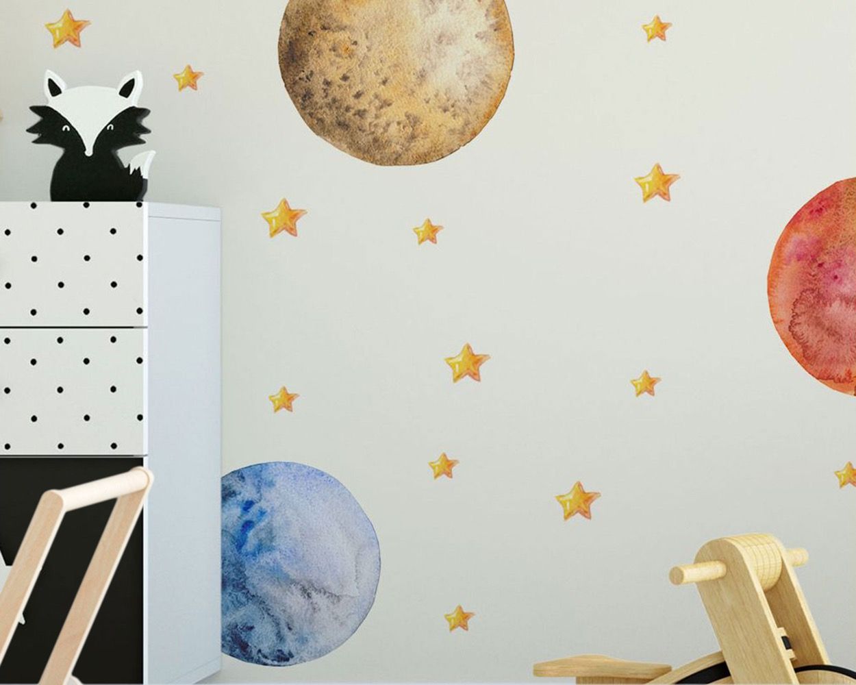 Beautiful Watercolor Solar System Vinyl Wall Decals for child's Bedroom Wall Decor