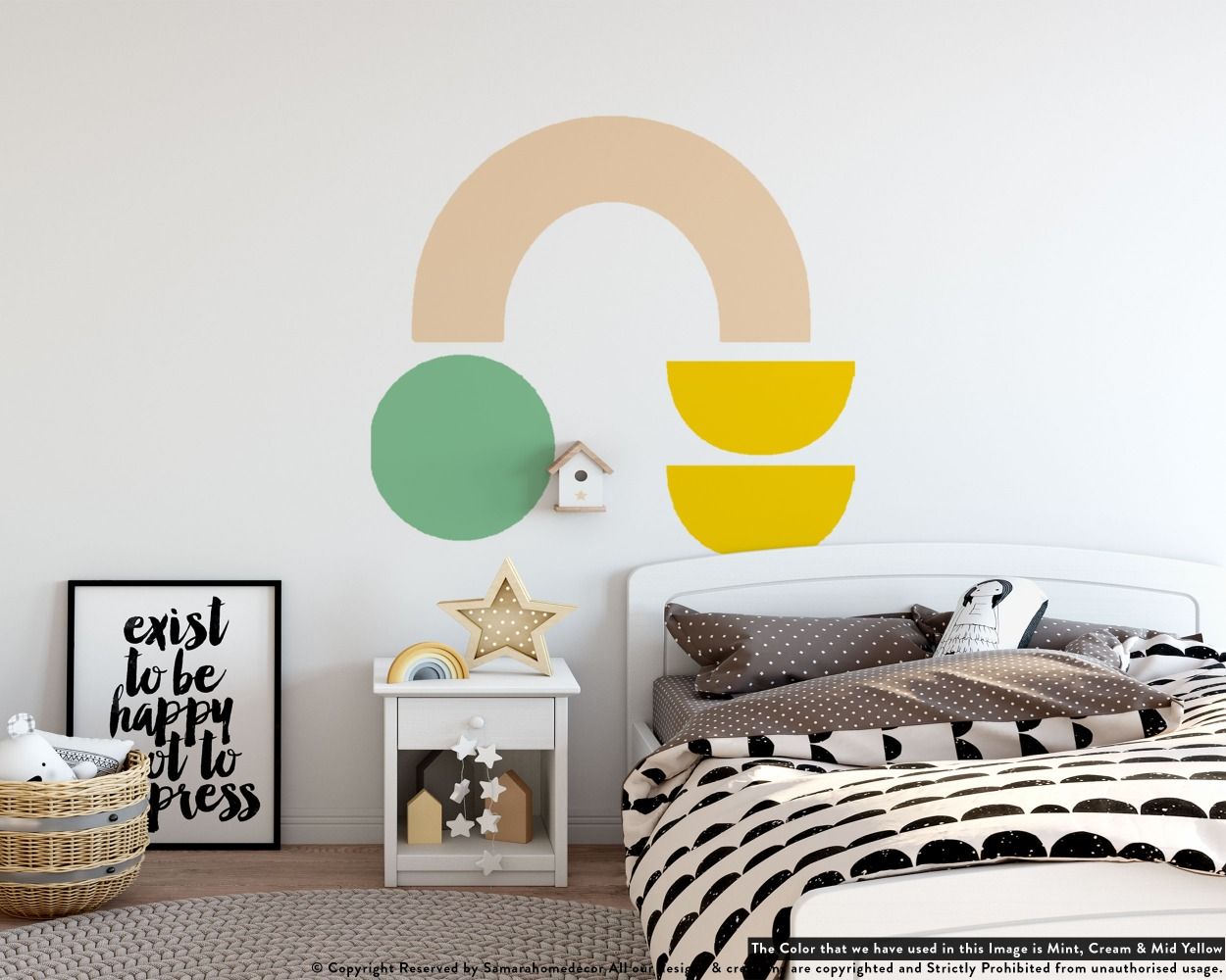 Cute and best half and Full Circles Geometric Pattern Boho vinyl Wall decals