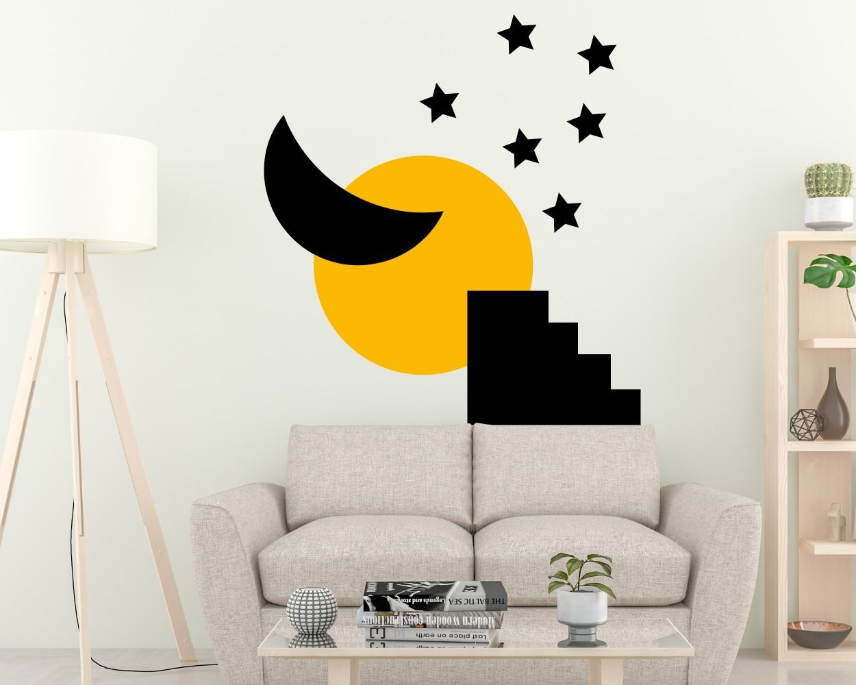 Best cute and styles circle boho shapes sun half moon stickers steps and stars vinyl wall decals for bedroom wall decor