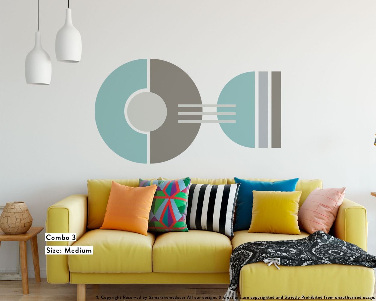 Half and Full Circles with lines Boho Shapes Vinyl Wall Decals