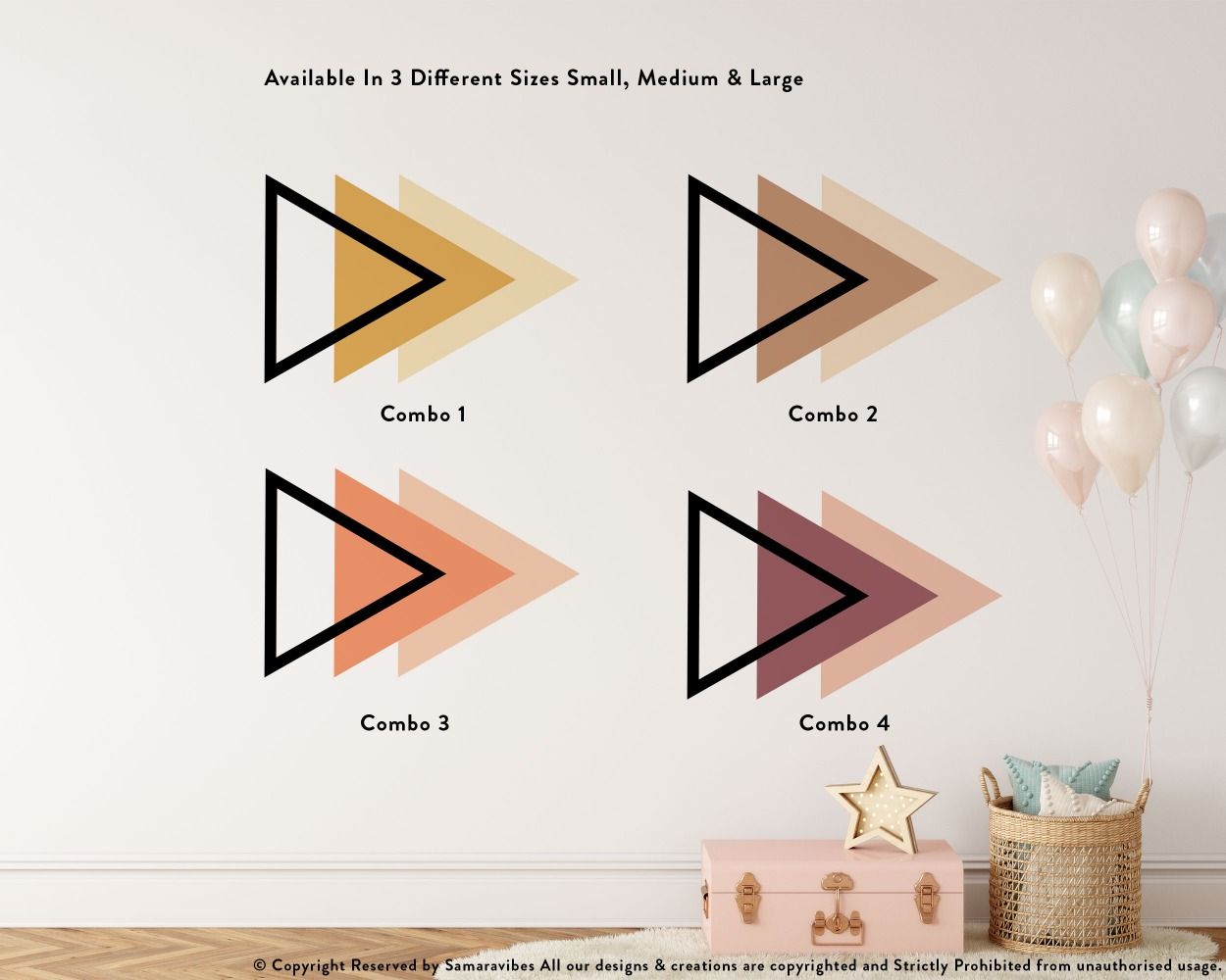 Abstract Boho Triangles Shapes Wall Stickers