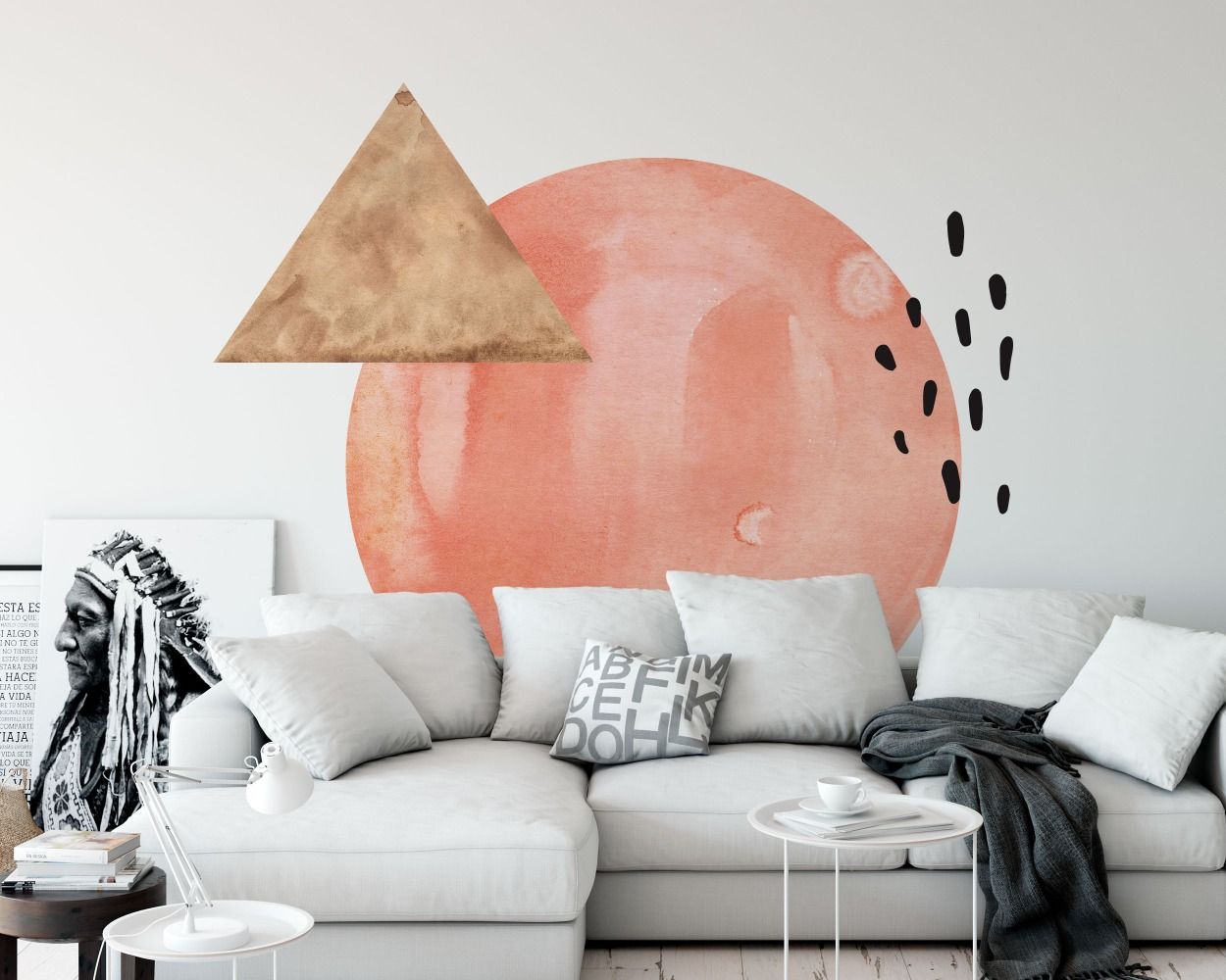 Cute and best style triangle, Circle Shapes Watercolor Bohemian vinyl Wall decals for nursery wall decor