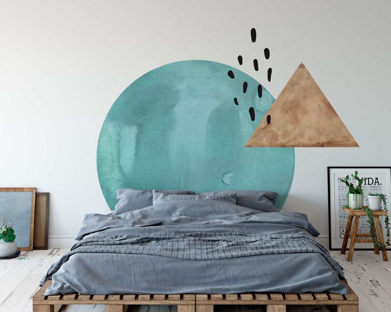Cute and best style triangle, Circle Shapes Watercolor Bohemian vinyl Wall stickers for nursery wall decor