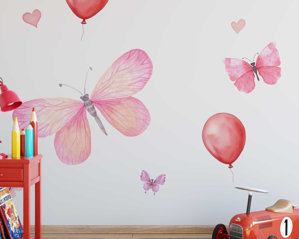 Beautiful Pink Watercolor Butterfly Wall Stickers 