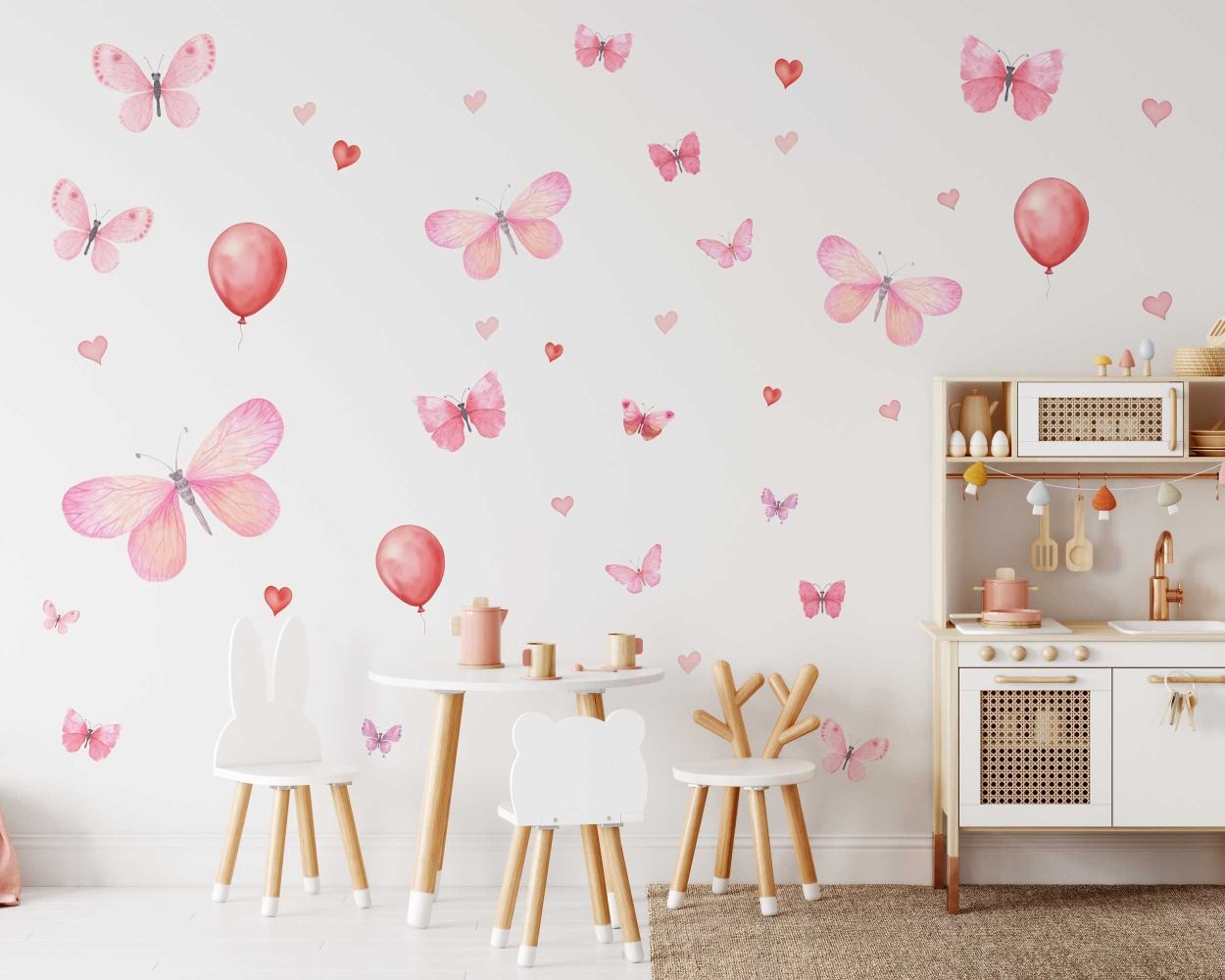Best Beautiful Pink Watercolor Butterflies Wall Stickers for Girls Room Decor