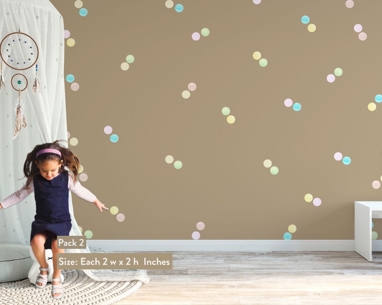 Beautiful Multicolour Dots Vinyl Wall Stickers for Kids Room Wall Decor