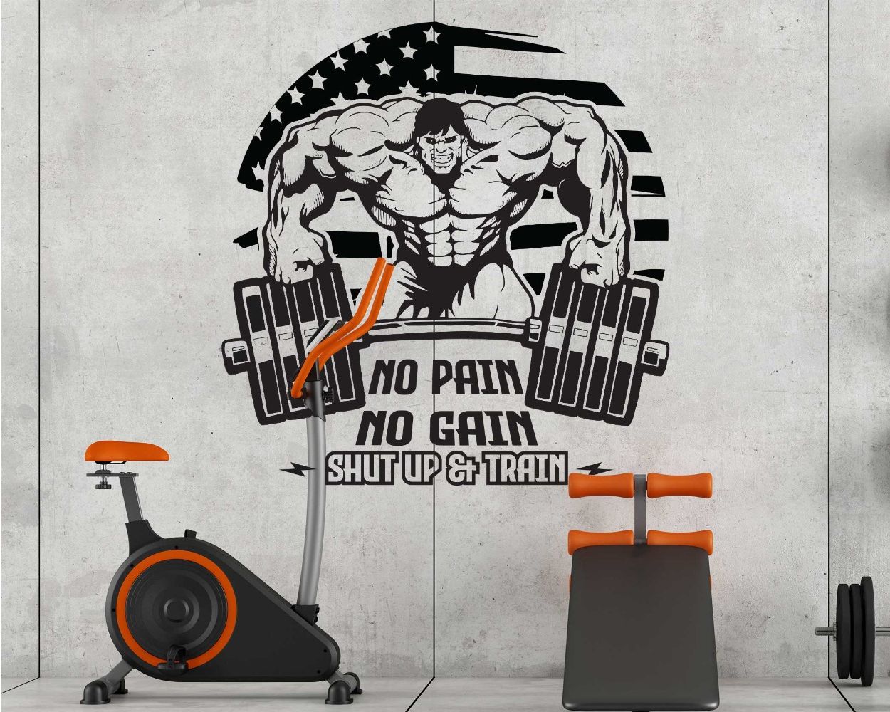 No Pain No Gain Gym Quotes Wall Stickers for Gym Decor Huetion