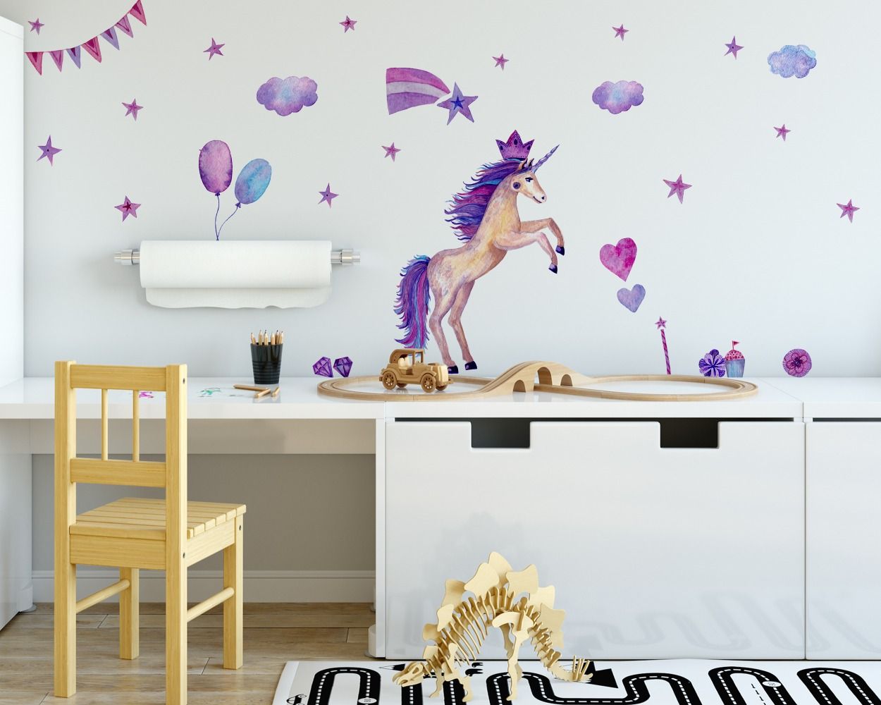 Beautiful Magical Unicorn Vinyl Wall Decals Set For Nursery Wall Decors
