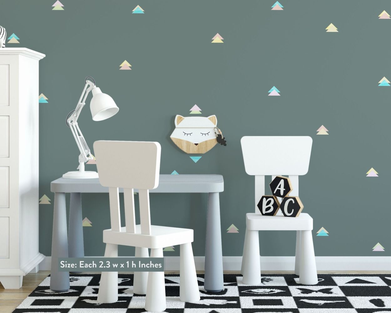Cute And Best Style Abstract Triangles Pattern Vinyl Wall Stickers For Bedroom Wall Decor