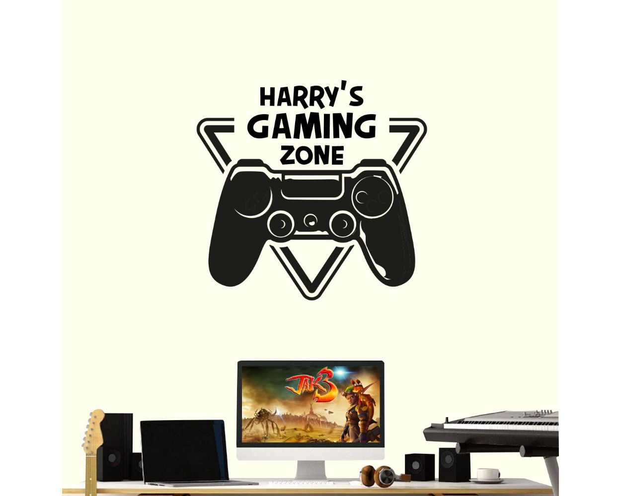 Vinyl Wall Decal Joystick Game Zone Art Decor Gaming Gamer Room