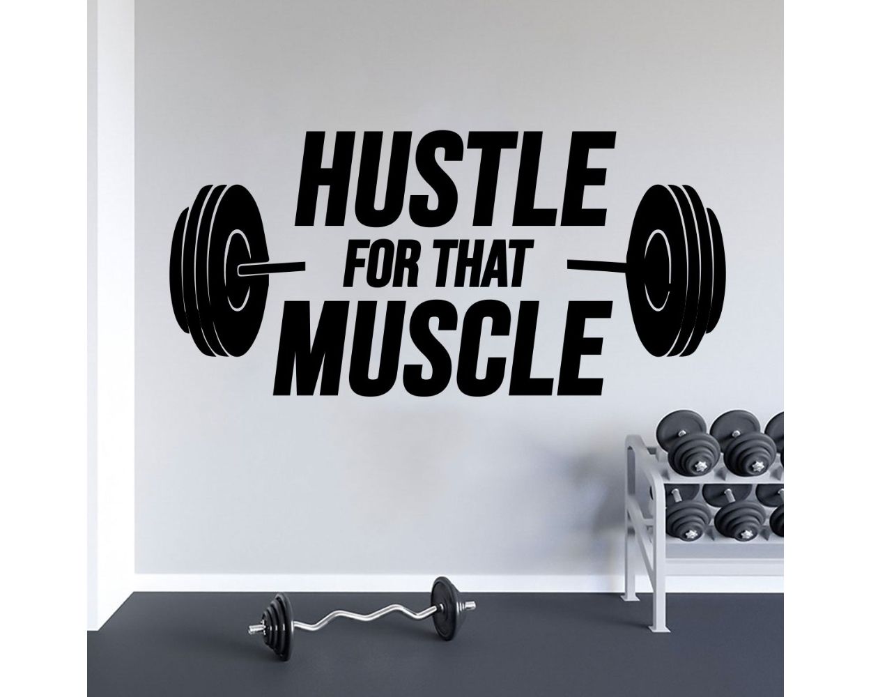 Gym Fitness Healthy 20* x 40* Hustle for That Muscle Vinyl Wall Art Decal 