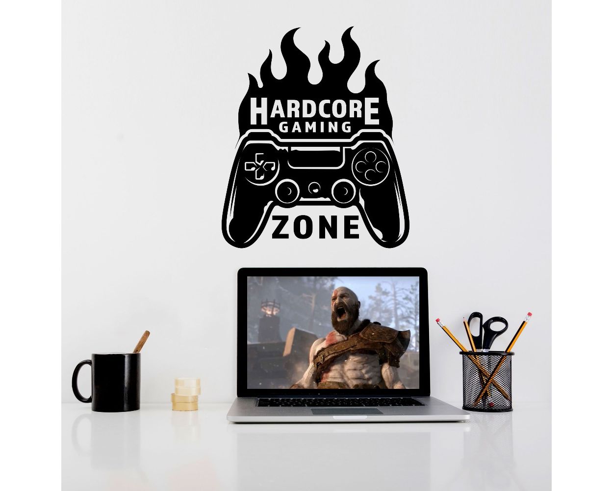 Gamer Quote Vinyl Wall Decal Video Game Controllers Gamepads