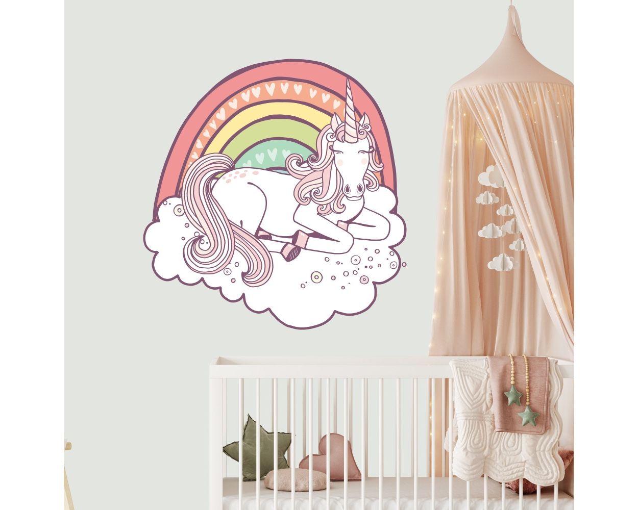 Cute Unicorn with Rainbow Wall Decal Sticker