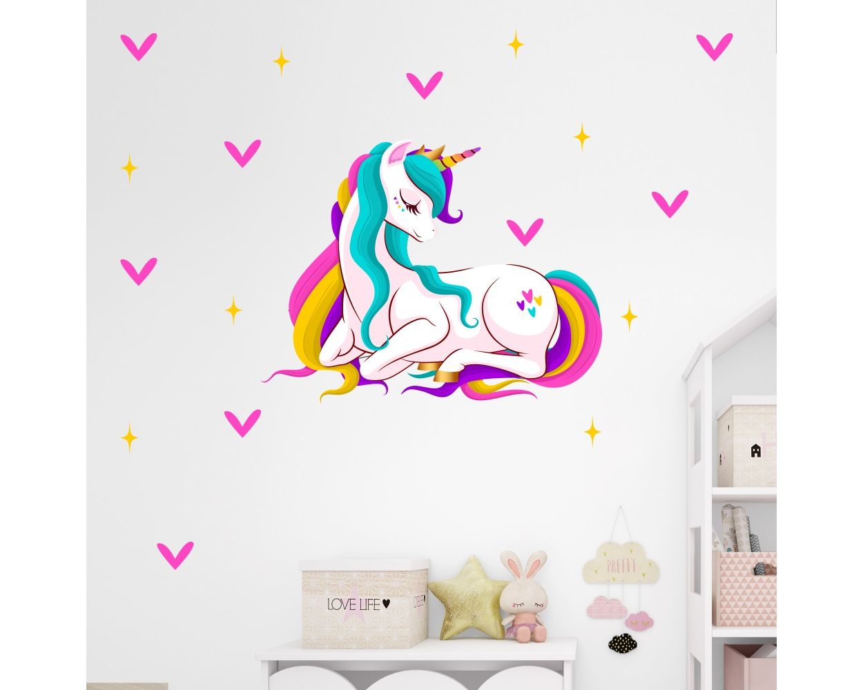 Unicorn Dreams Wall Sticker Fantasy Girls Bedroom Wall Art Quote Nursary Decal 