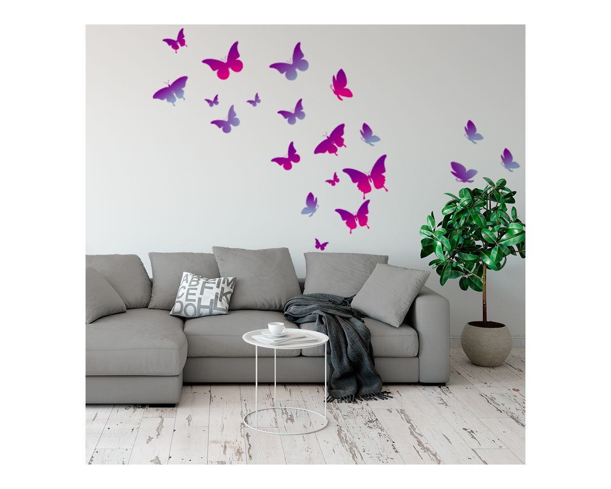 Set of 20 Purple Pink kids wall Butterfly stickers & Wall Pattern room Stickers for
