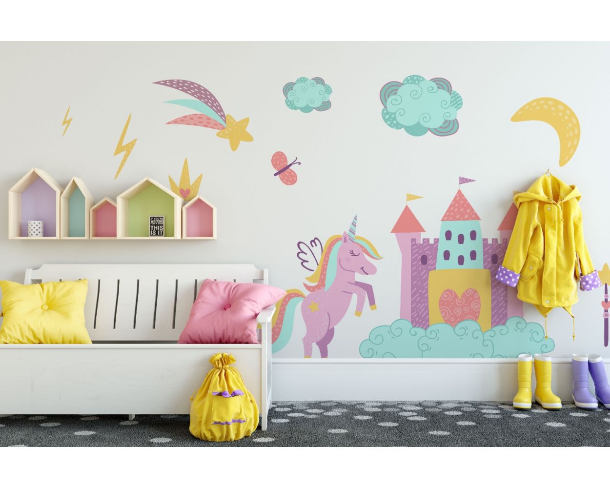 Rainbow Unicorn Wall Decals For Bedroom And Living Room - Temu