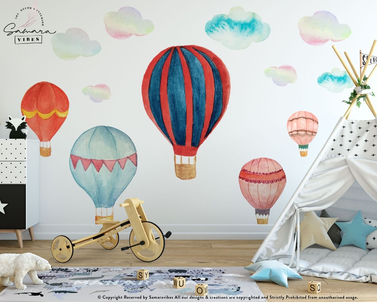 Cute & Best Beautiful Hot Air Balloon Vinyl Wall Decals for Nursery Wall Decor